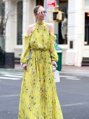 Self-Portrait Yellow Floral Cold-Shoulder Maxi Dress